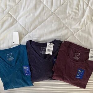 Apt. 9 Men’s V-Neck short sleeve T-Shirts in Teal, Purple, and Burgundy